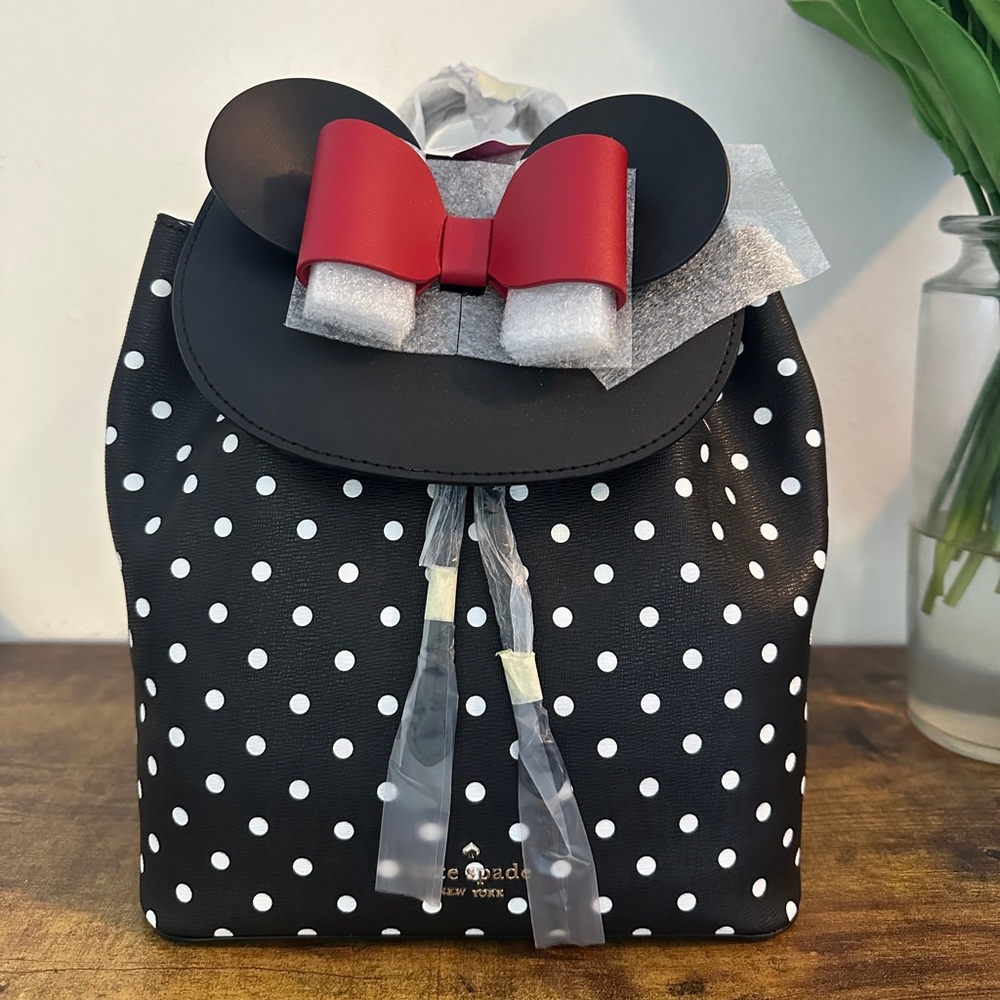 Kate Spade Black and White Polka Dot Kids Bag with Red Bow